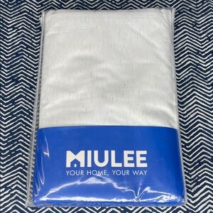 MIULEE White with Tan accents Curtain 52x90 2pc set